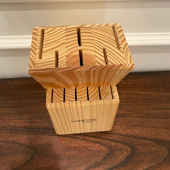 NEW Hampton Forge 12-Slot Knife Block Solid  Wood Holder - Picture 2 of 3